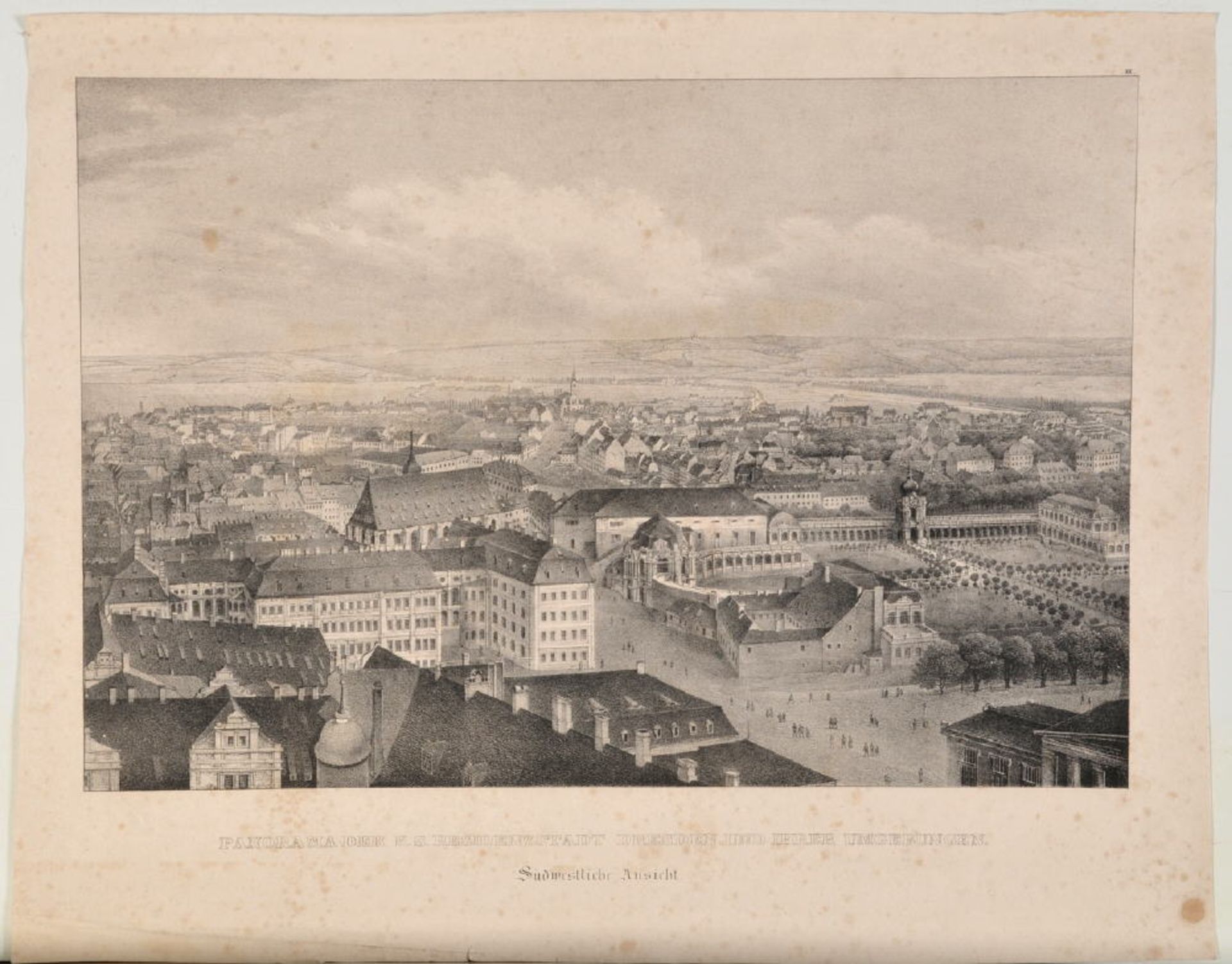Dresden, Ansicht von SüdwestenLithographie, 26 x 38 cm, von Arldt, um 1835, fleckig