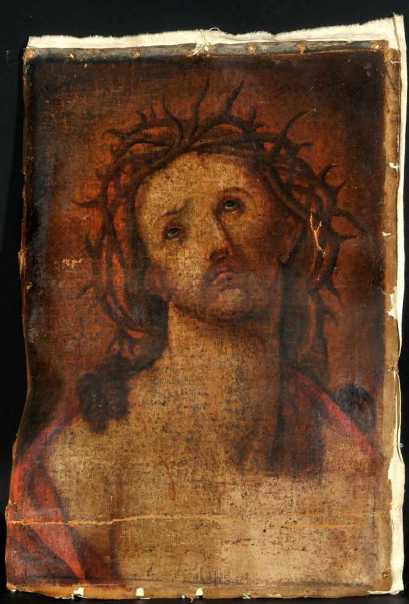 Bildnismaler des 18./19. Jh.Öl/Lwd, doubl., 61 x 43 cm, " Christuskopf mit Dornenkrone ", ohne