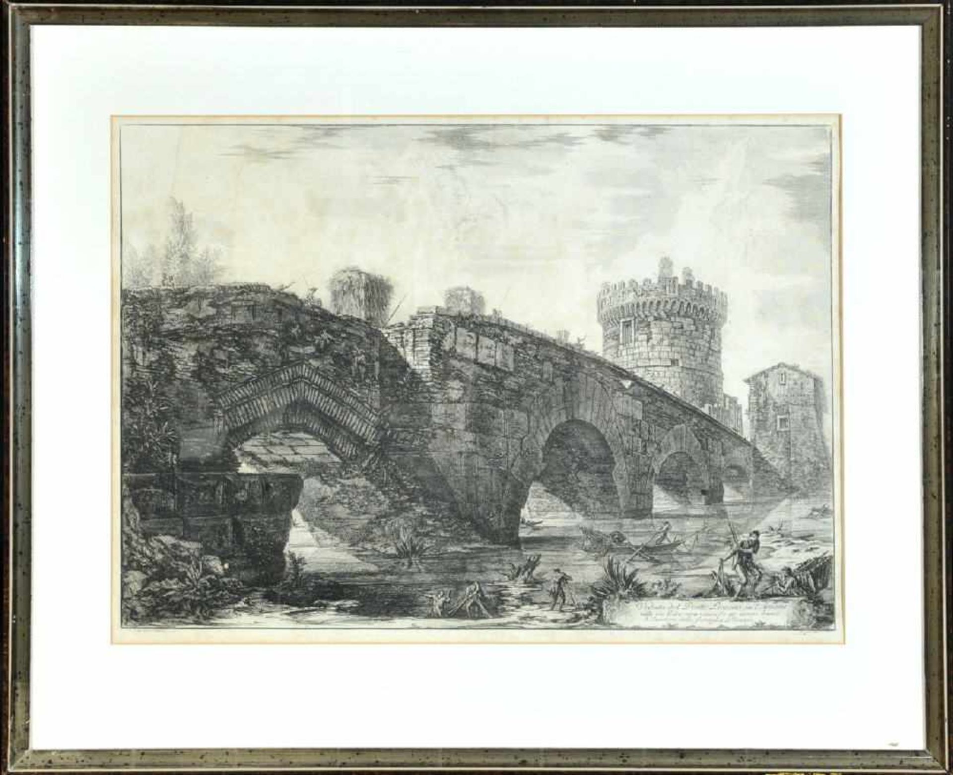 Piranesi, Francesco, 1758 Rom - 1810 ParisRadierung, 44,5 x 65 cm, betit., " Veduta del Ponte Lugano