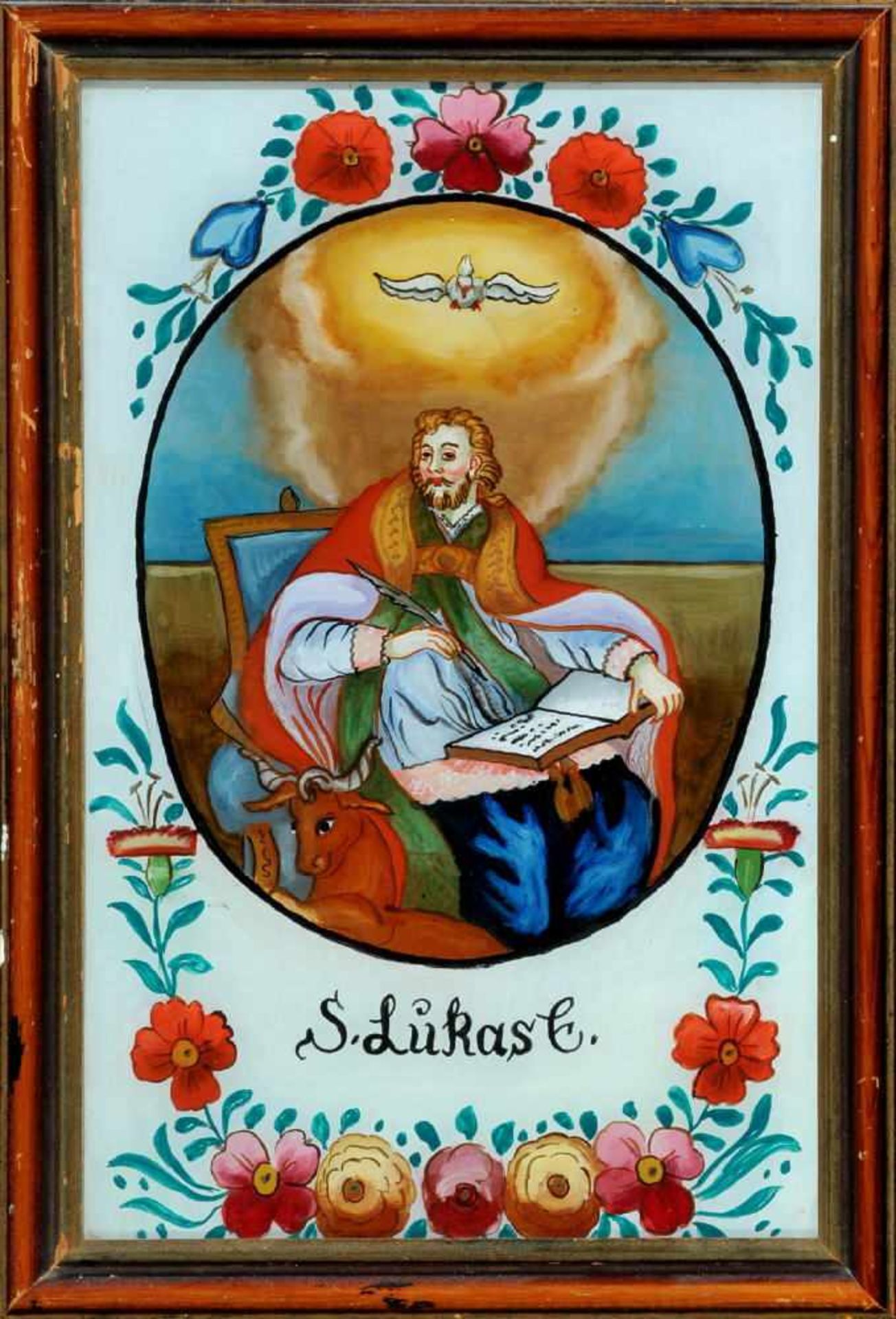 Hinterglasmalerei28,5 x 18,5 cm, " S. Lukas ", R