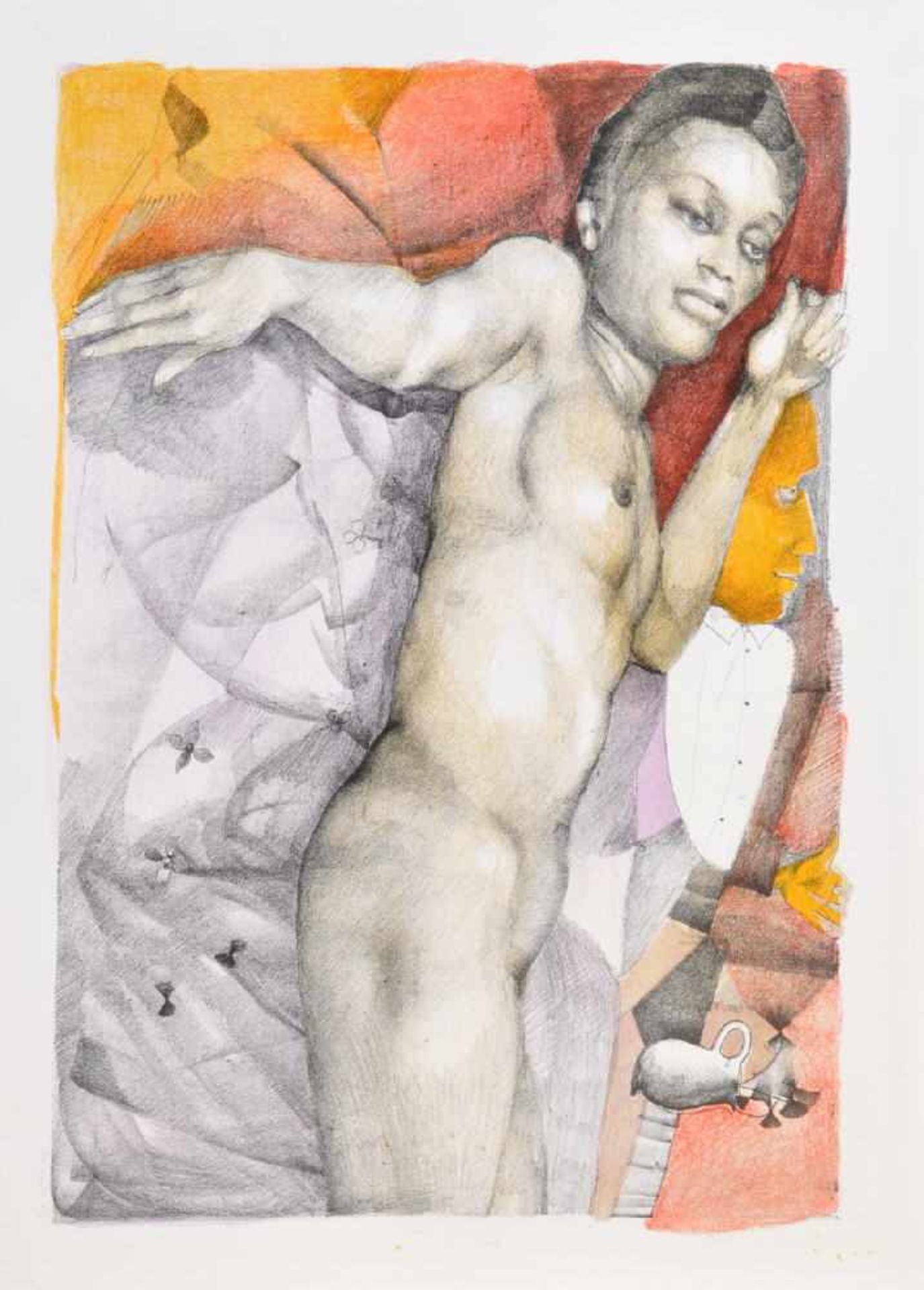 Attardi, Ugo, 1923 Sori - 2006 RomFarblithographie, 42 x 61 cm, " Giacente nudo ", handsign.,