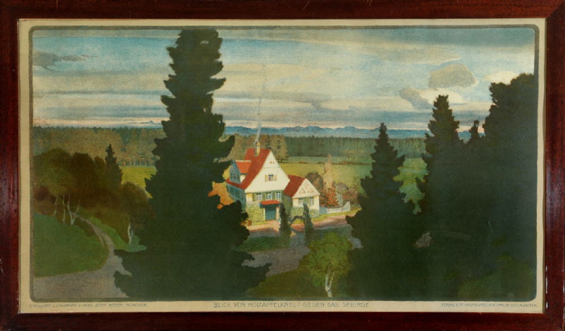 Weber-Tyrol, Hans Josef, 1874 Schwaz - 1957 Eppan (Südtirol)Farblithographie, 52 x 96 cm, betit. "
