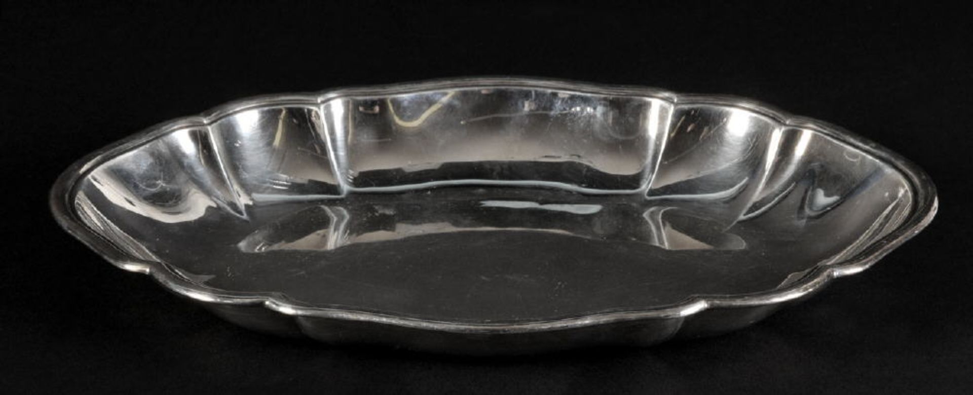 Schale835 Silber, 275 g, gewellter Rand, oval, 31 x 20,5 cm