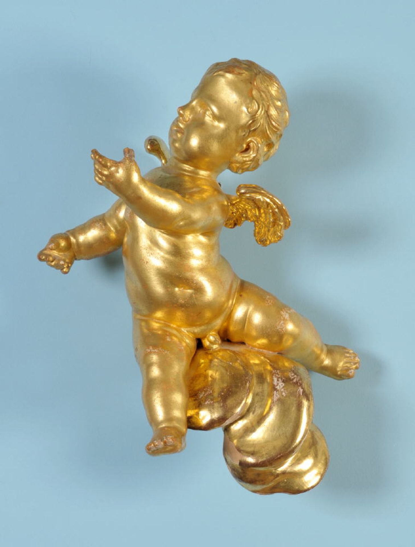 EngelHolz, vergoldet (leicht berieben), H= 32 cm, minim. besch.