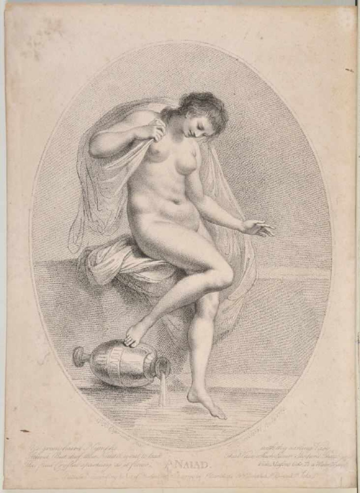 Bartolozzi, Francesco, 1727 Florenz - 1815 LissabonLithographie, oval, 30 x 22,5 cm, " Najade ", i.