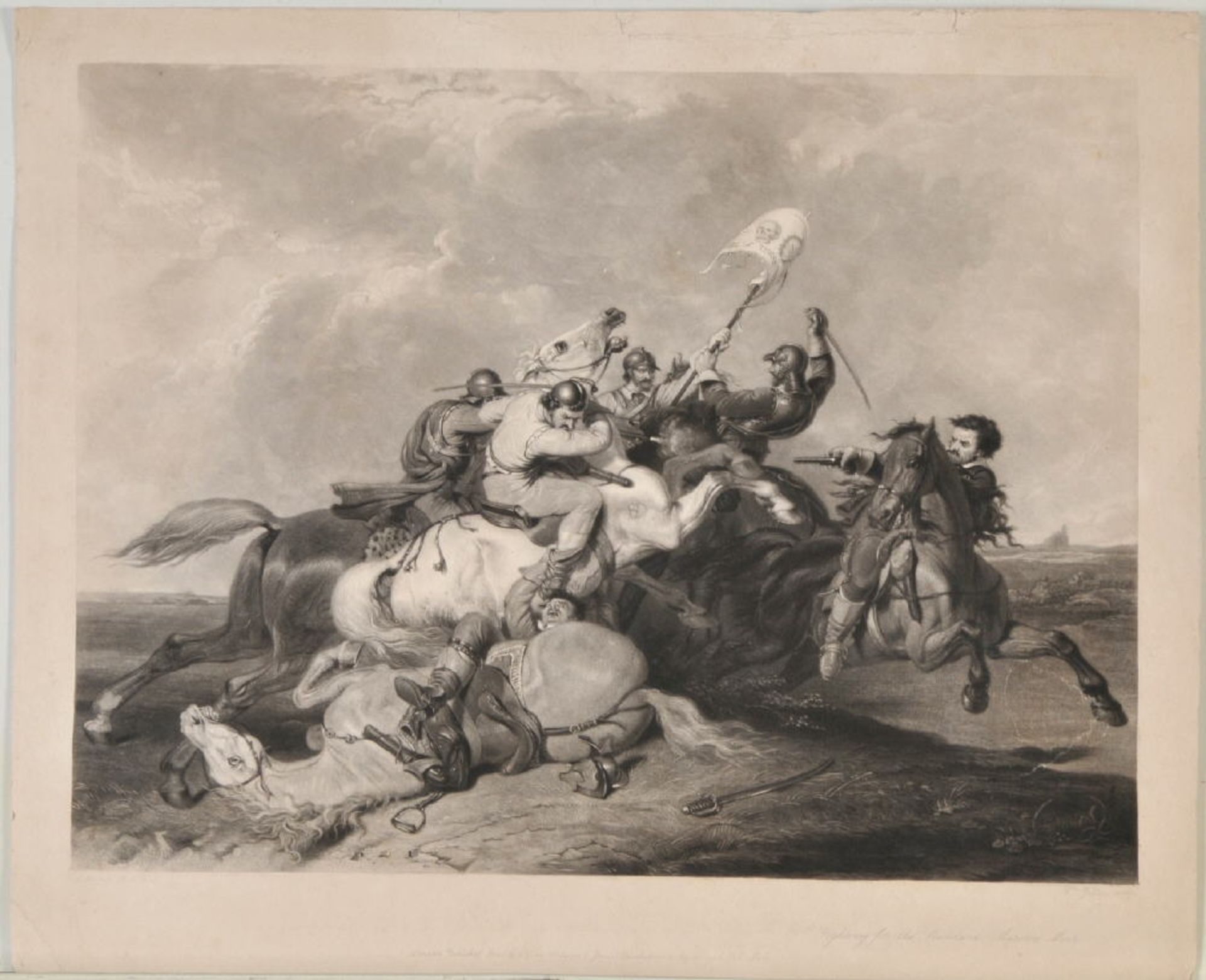 Giller, William, 1805 London - nach 1868Radierung, 33 x 43 cm, betit. " Fighting for the Standard,