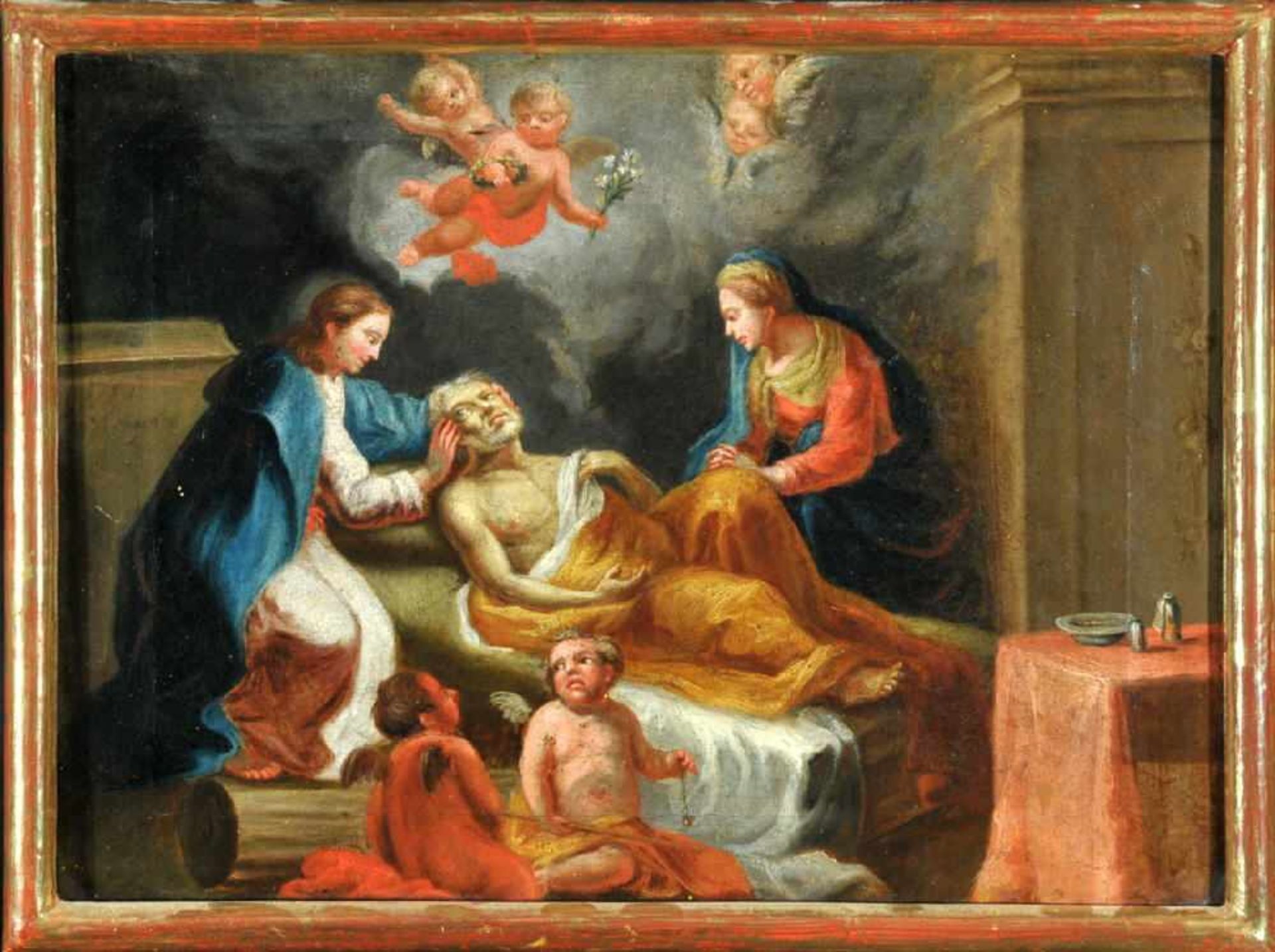 Bildnismaler des 18. Jh.Öl/Lwd, 26 x 34 cm, " Tod des Hl. Joseph "