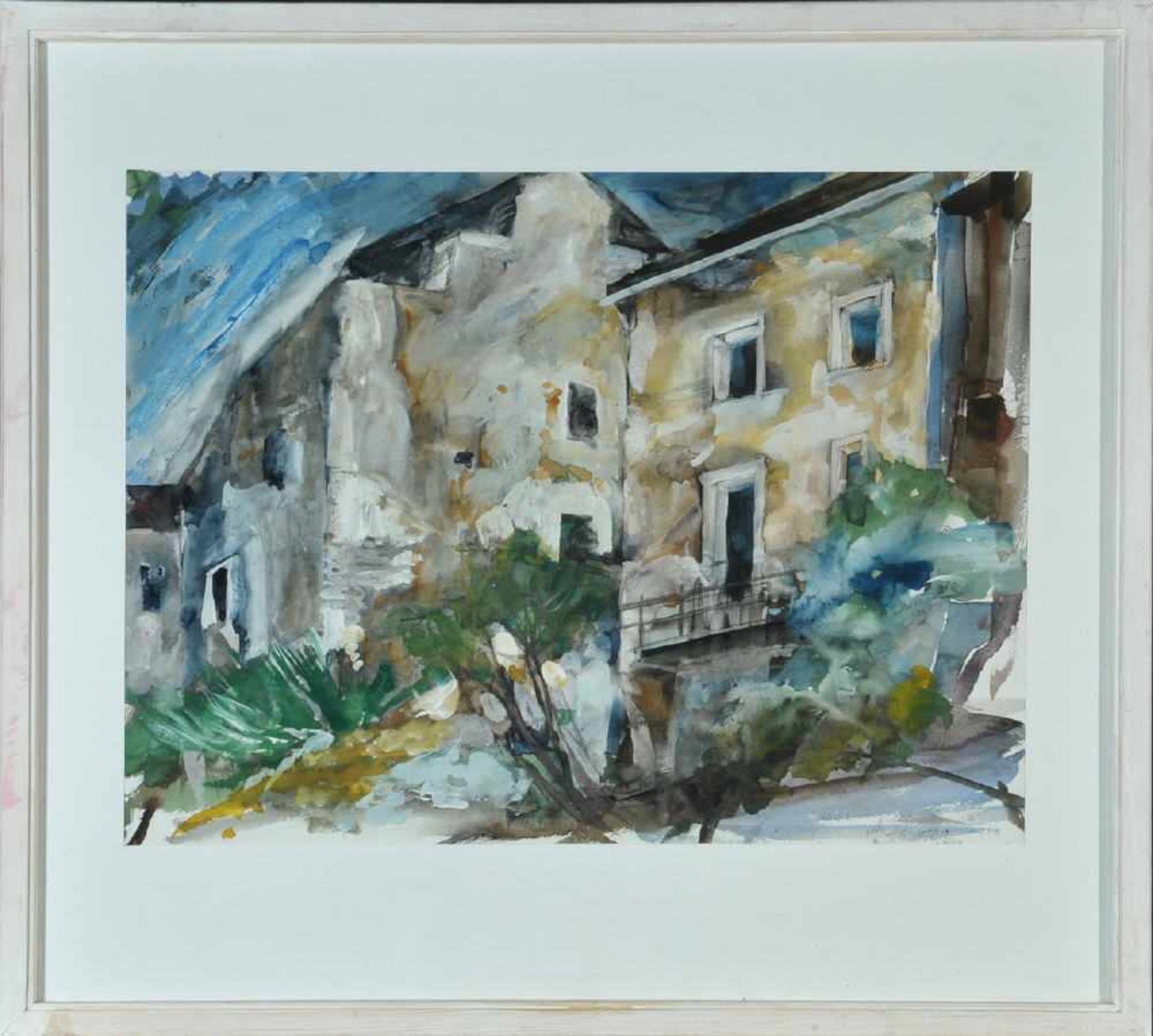 Heimhofer, Arnulf, 1930 BurgbergAquarell, 53,5 x 72,5 cm, " Häuser ", u.r. sign., dat. 1999, R,
