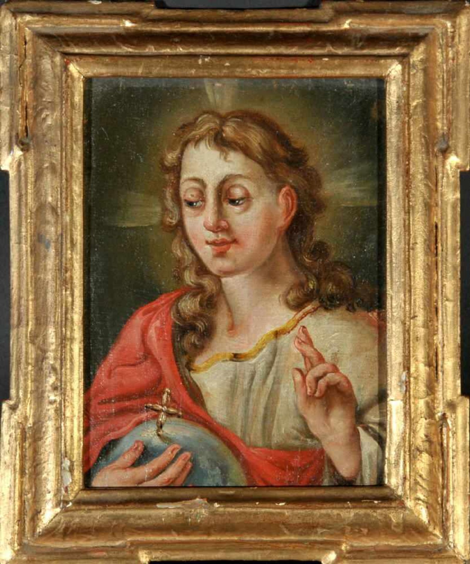 Bildnismaler des 19. Jh.Öl/Lwd, 20 x 15 cm, " Segnender Christus ", ohne Keilrahmen