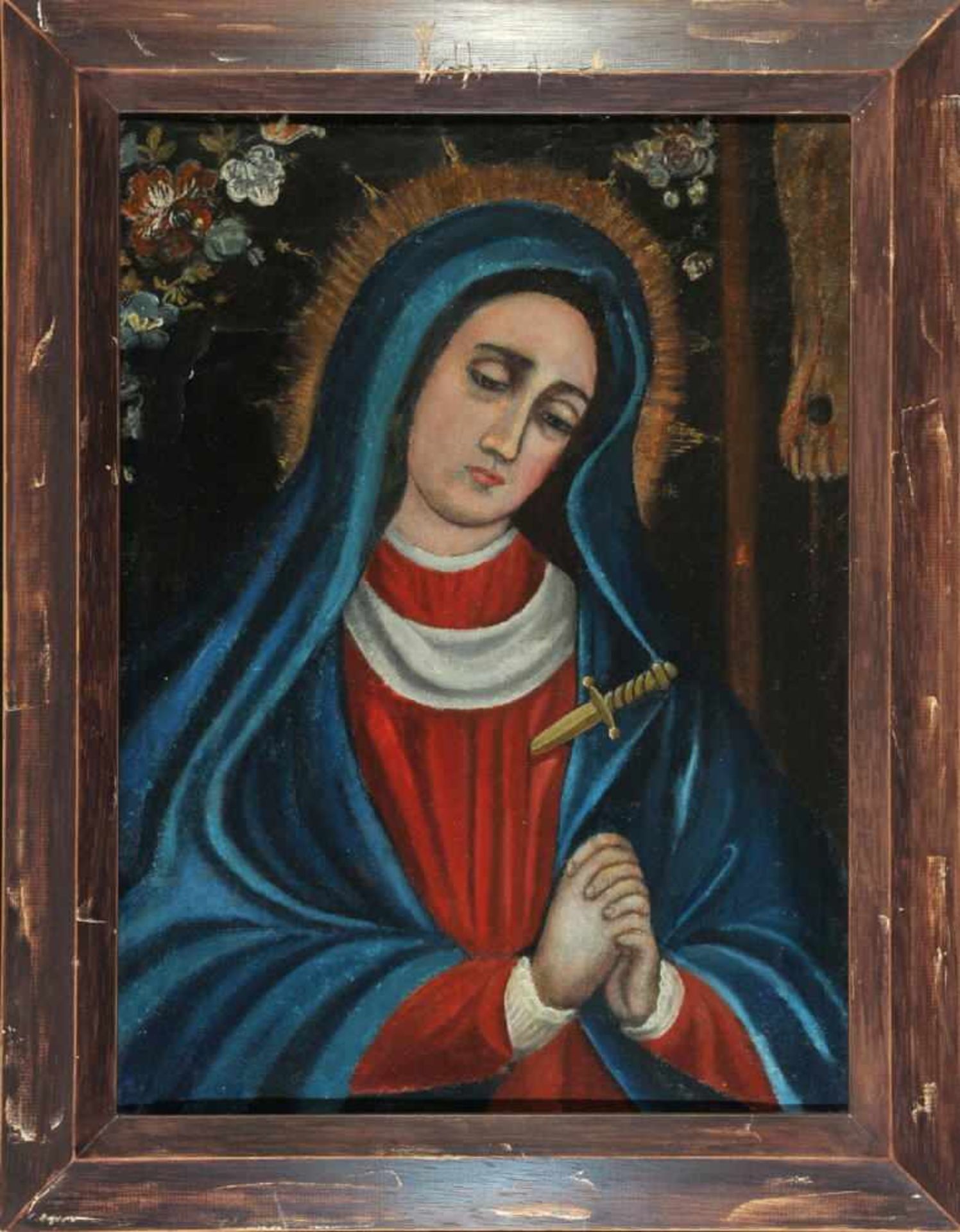 Bildnismaler des 19. Jh.Öl/Lwd, doubl., 53 x 39 cm, " Mater Dolorosa "