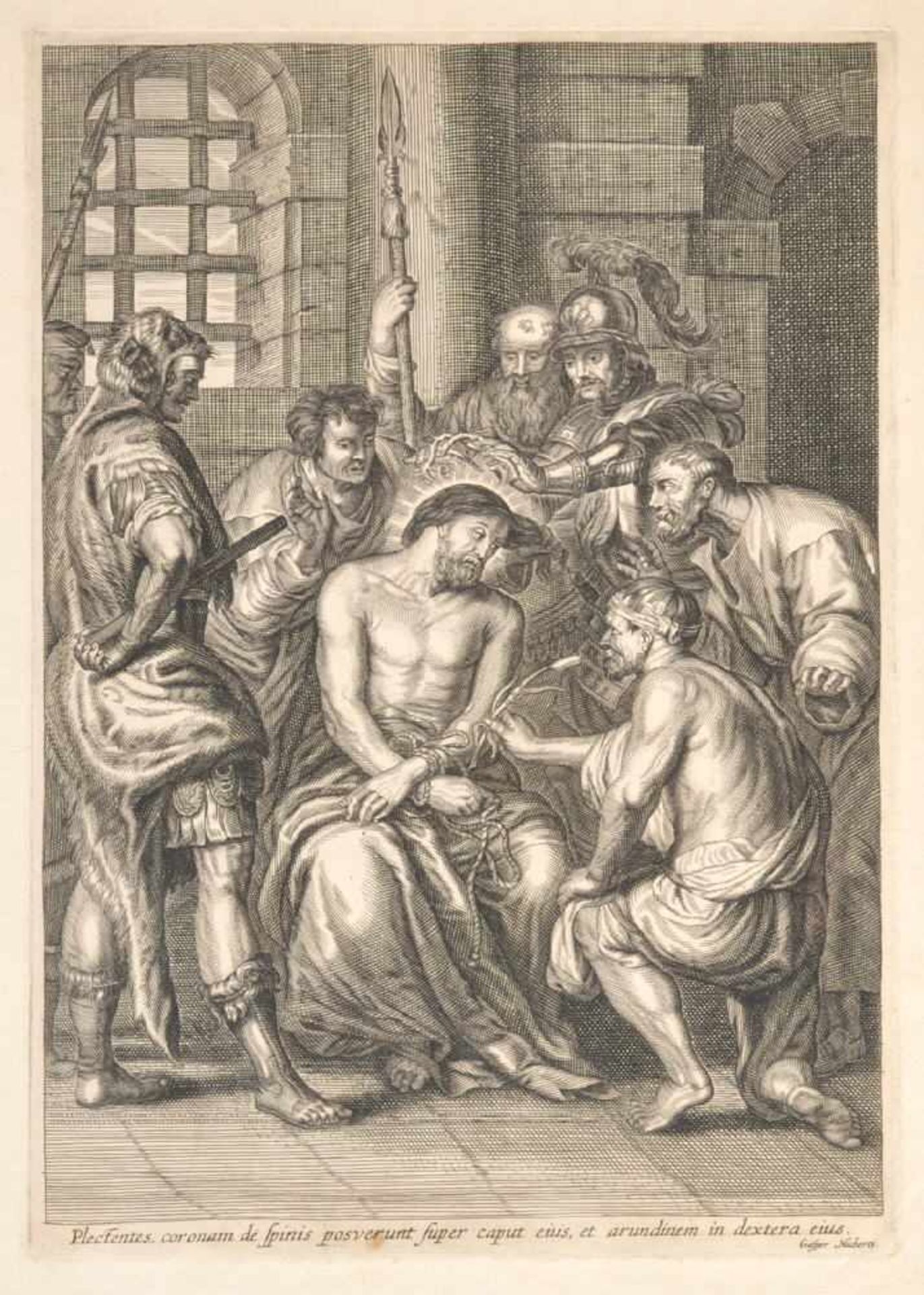 Huybrechts (Huberti), Gaspar, 1619 - 1684Kupferstich, 27 x 19,5 cm, " Verspottung Jesu ", i.d.Pl.