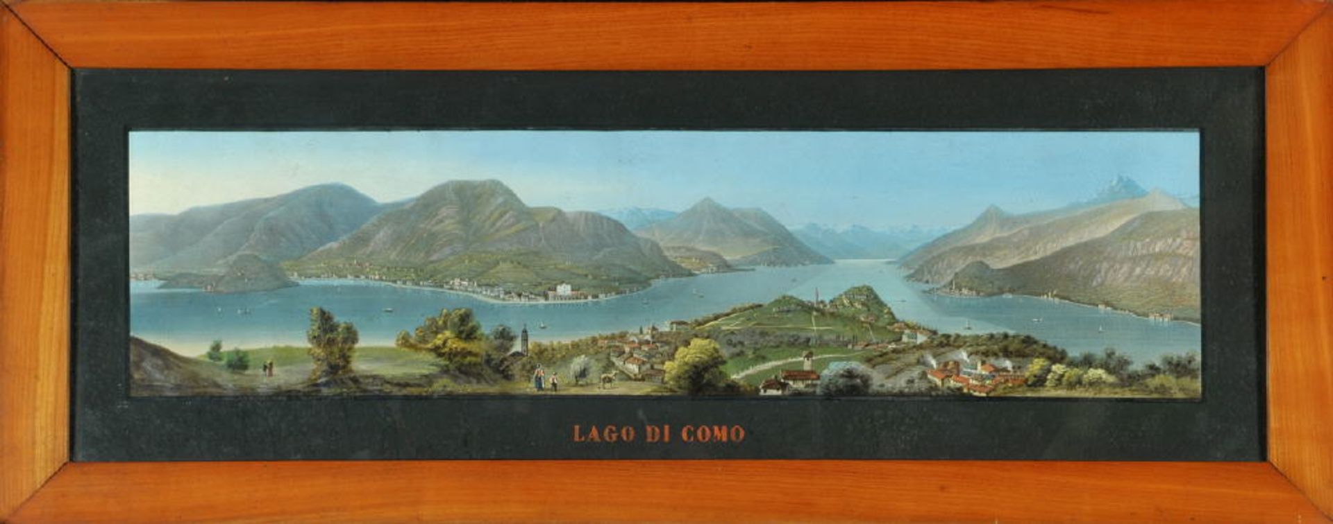 Lago di Como, GesamtansichtLithographie, handcolor., 22 x 88 cm, 19. Jh., leicht fleckig, R