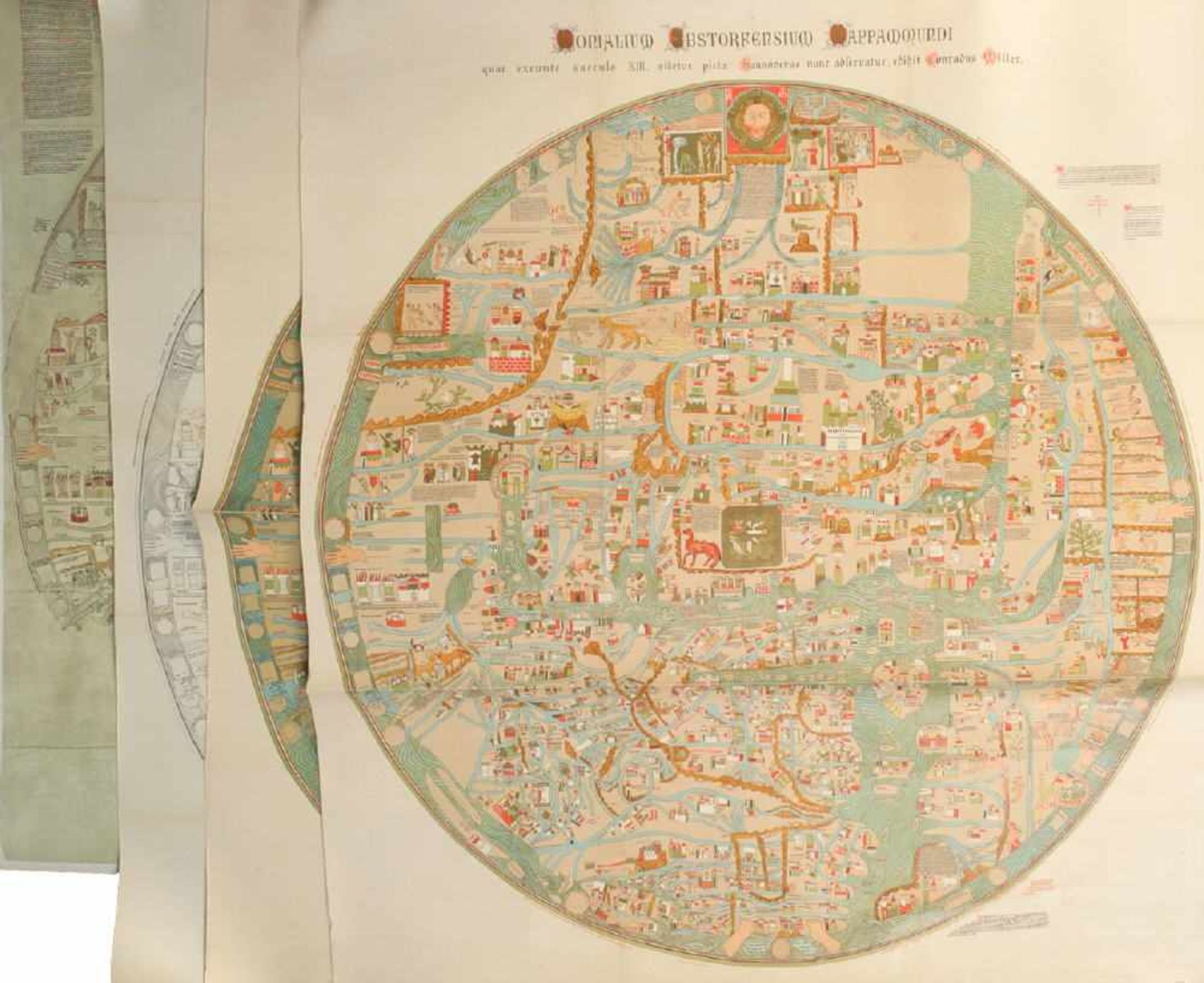 Landkarten, 4 Stück "Ebstorfer Weltkarte"4 Reproduktionen, je ca. 98 x 99 cm, 19./20. Jh.