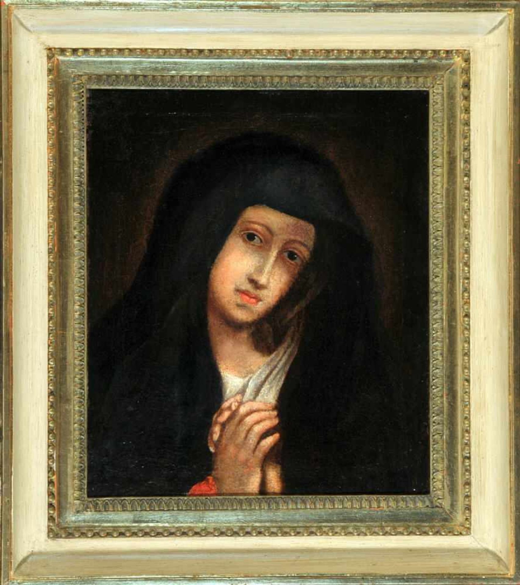 Bildnismaler des 18./19. Jh.Öl/Lwd, doubl., 47,5 x 40 cm, " Trauernde Maria "