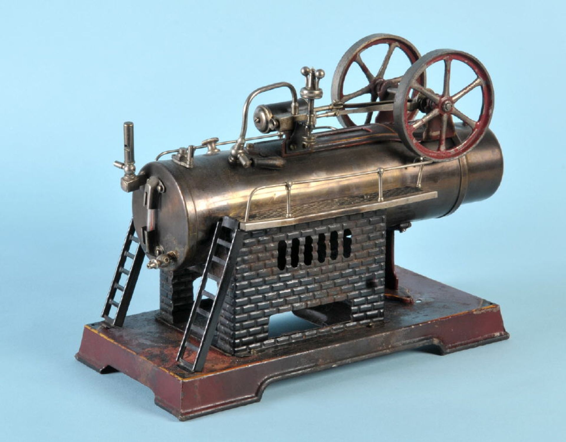 DampfmaschineMetall, auf Sockelplatte, 21 x 30 x 14 cm, nicht kpl.