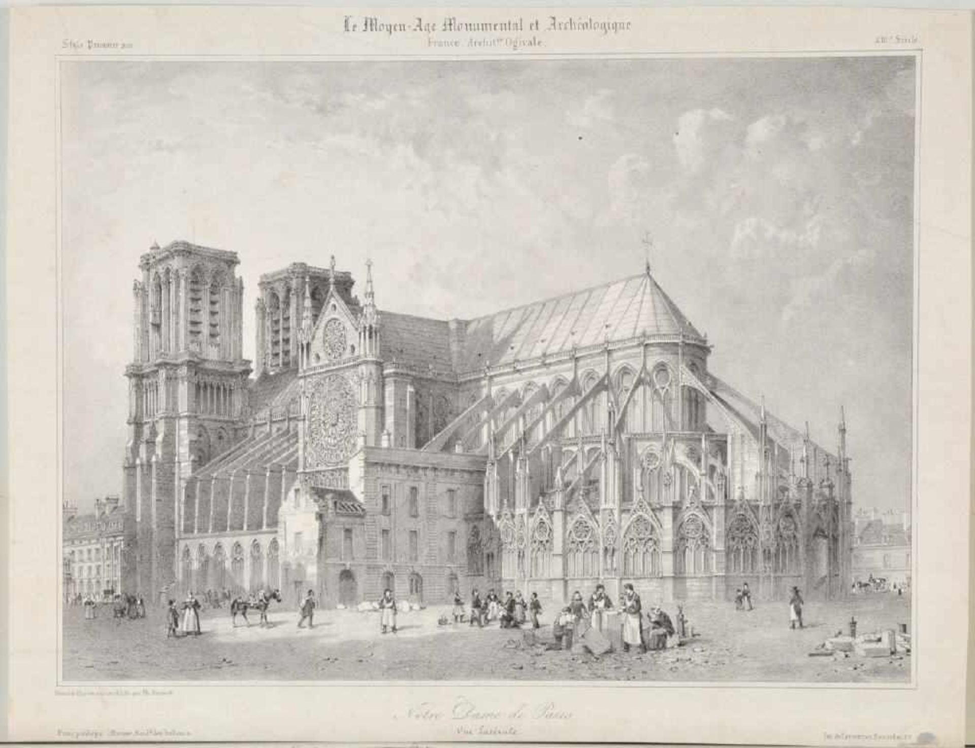 Paris, Notre-DameLithographie, 21 x 29 cm, von Benoist, 19. Jh.