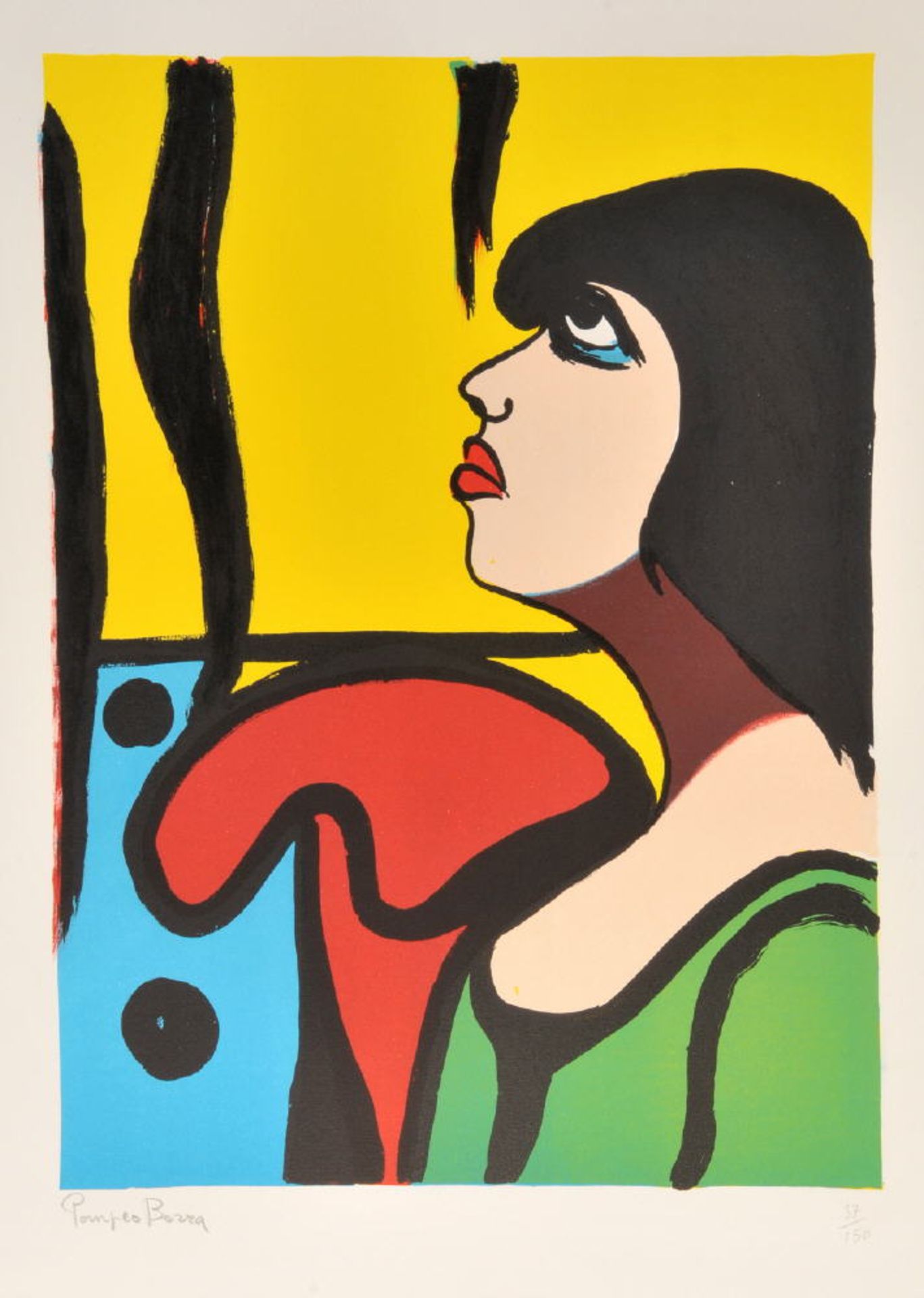 Borra, Pompeo, 1898 - 1973 MailandFarblithographie, 49 x 36,5 cm, " Figura di Donna ", handsign.,