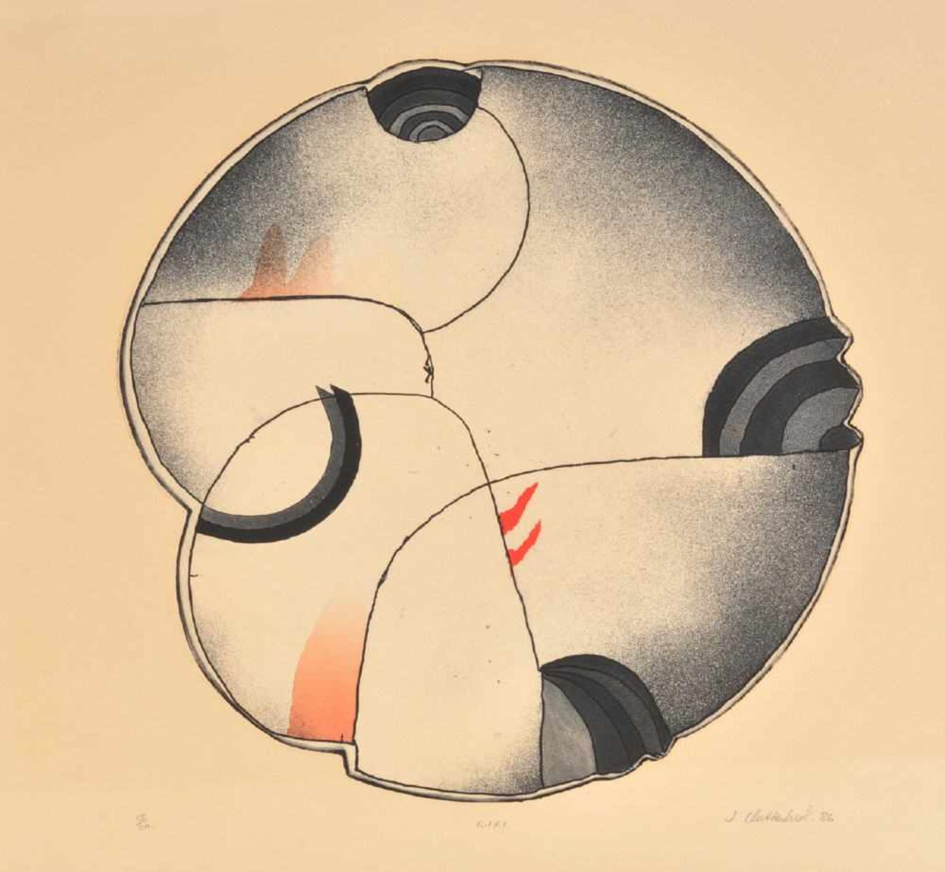 Clutterbuck, Jock, 1945 EdenhopeFarbradierung, 44 x 43 cm, betit. " Cixi ", handsign., dat. (19)