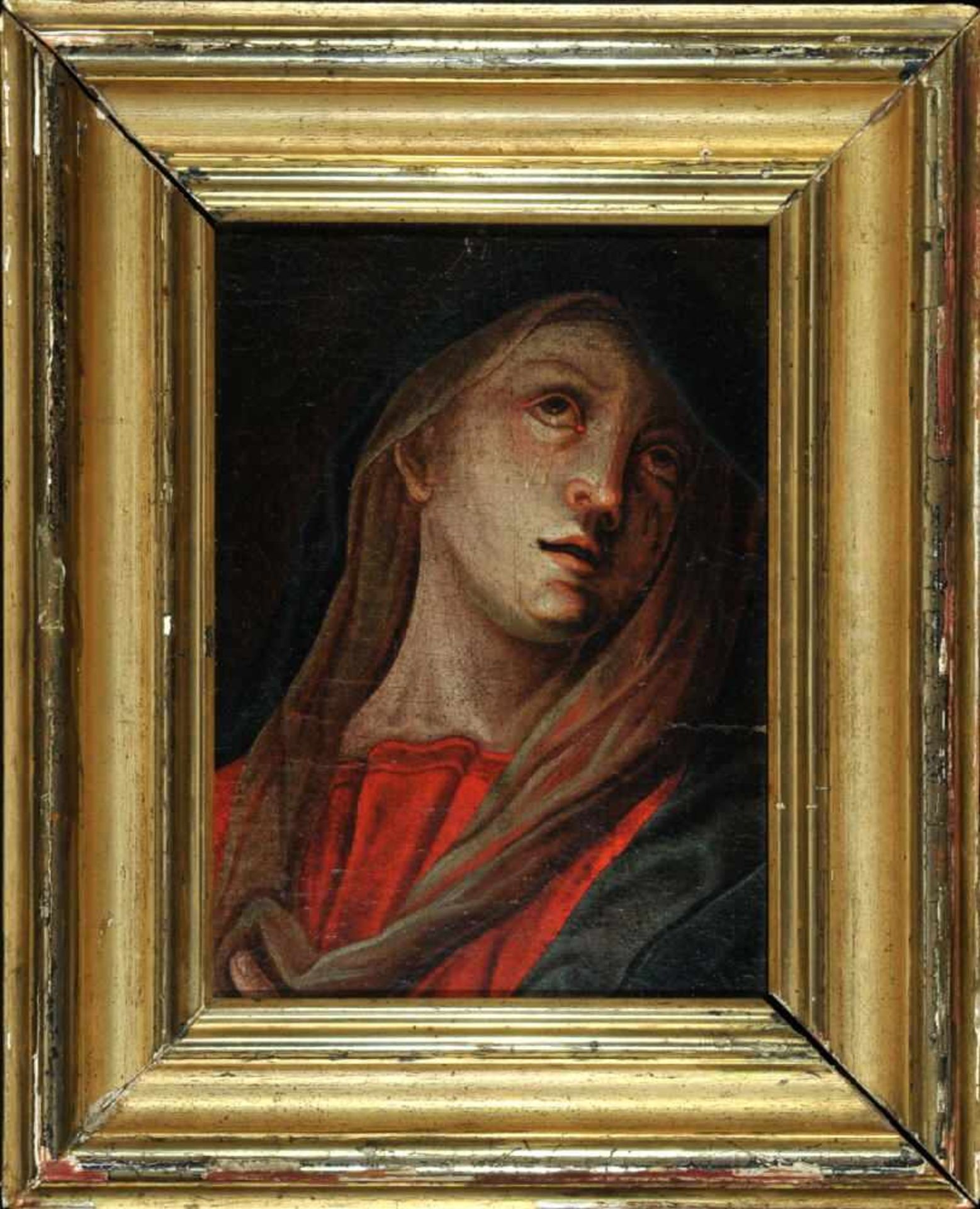 Bildnismaler des 18. Jh.Öl/Lwd auf Sperrholzplatte gez., 24 x 17,5 cm, " Betende Maria "