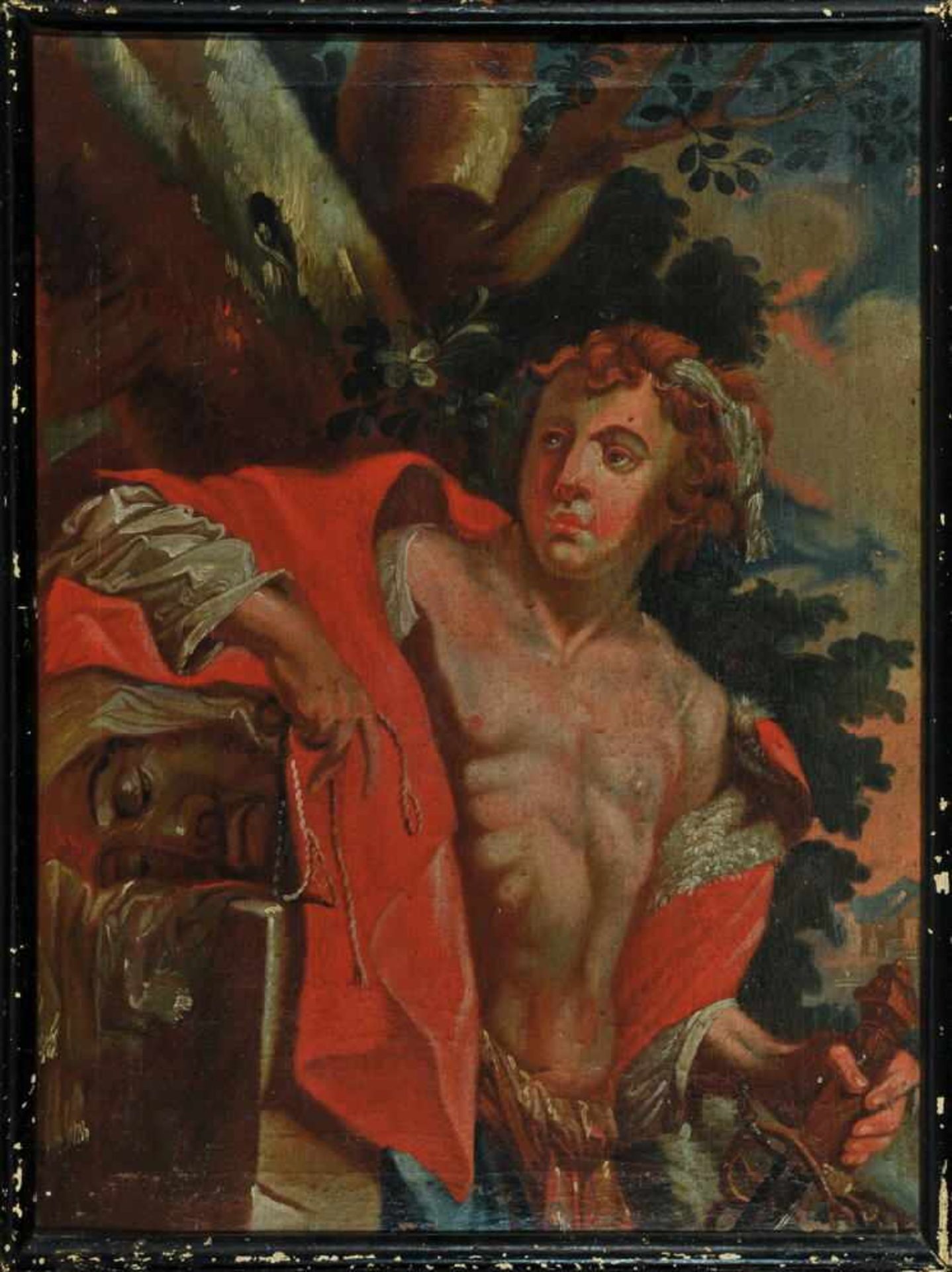 Bildnismaler des 19. Jh.Öl/Lwd, 67 x 50 cm, " David mit dem Haupt des Goliath ", teilw. retuschierte