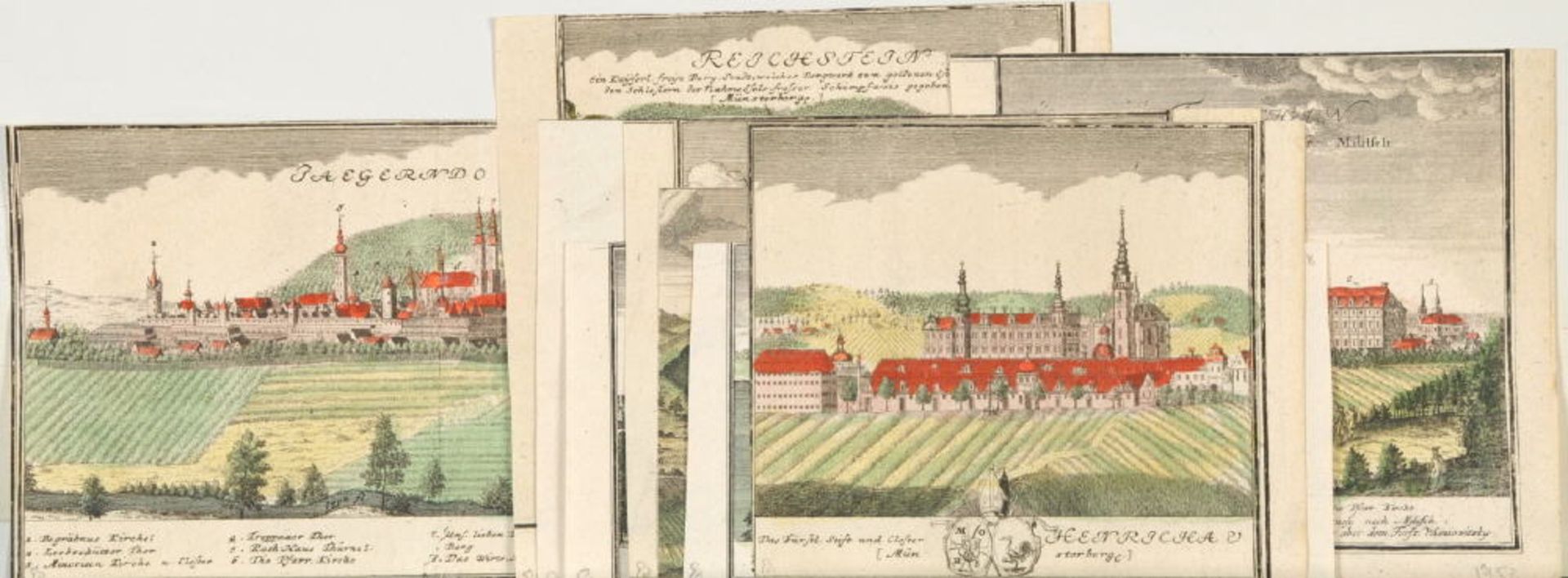 Schlesien und Polen, 11 Ansichten11 Kupferstiche, handcolor., versch. Größen, von F. Werner, aus "