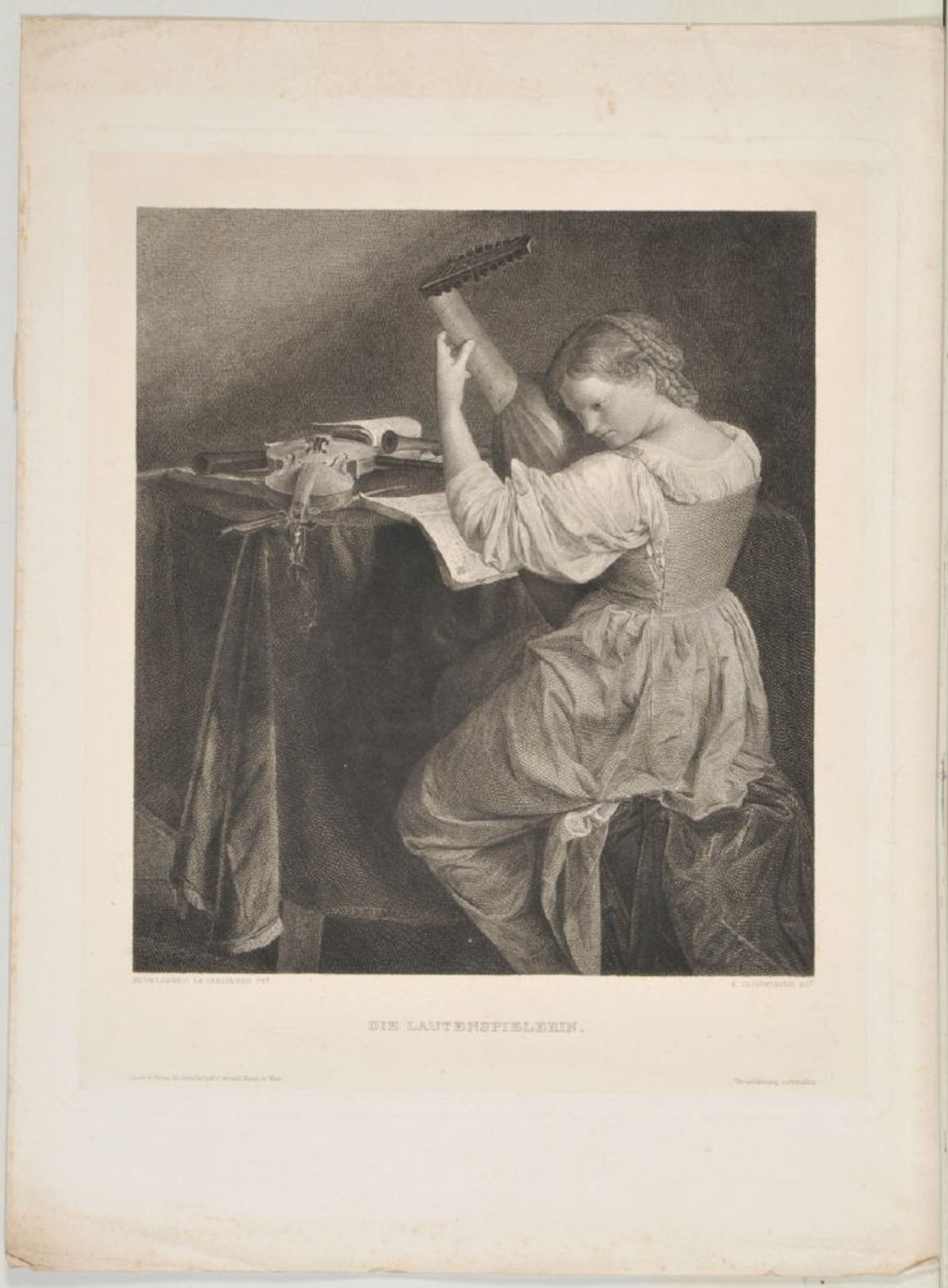Schönbauer, K., Künstler des 19./20. Jh.Radierung, 24,5 x 22 cm, betit. " Die Lautenspielerin ",