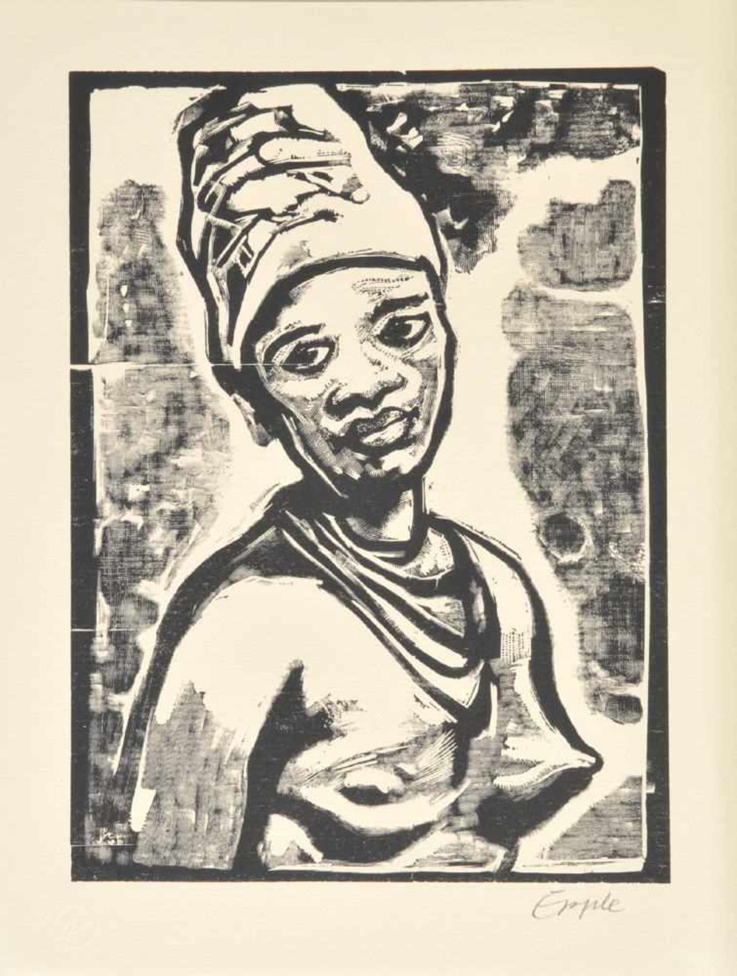 Epple, Waldemar, 1919 Mannheim - 1985Linolschnitt, 19,5 x 14 cm, " Afrikanerin ", handsign., Lit.: