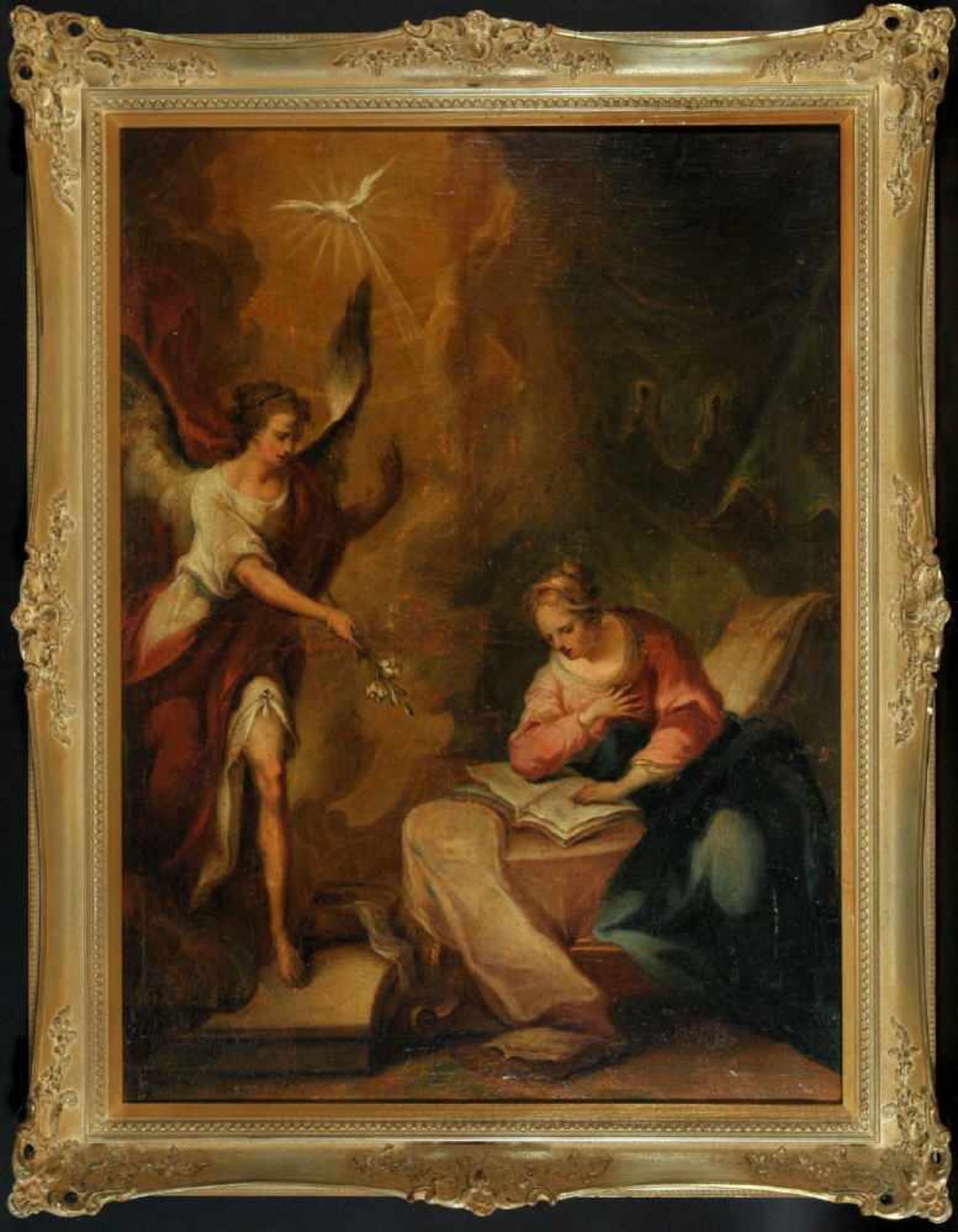 Bildnismaler des 19. Jh.Öl/Lwd, 76 x 56 cm, " Mariä Verkündigung ", u.r. Einriss