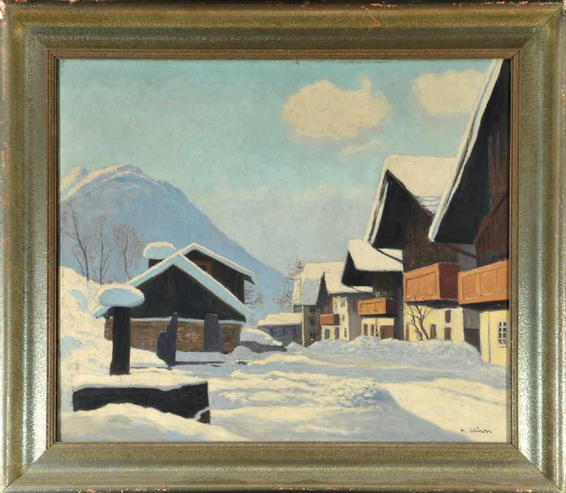 Kuron, Herbert, 1888 Breslau - war ans. in BerlinÖl/Lwd, 69 x 81 cm, " Garmisch - Frühlingsstraße ",