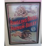 Reproduction Barnum and Bailey Circus poster - framed