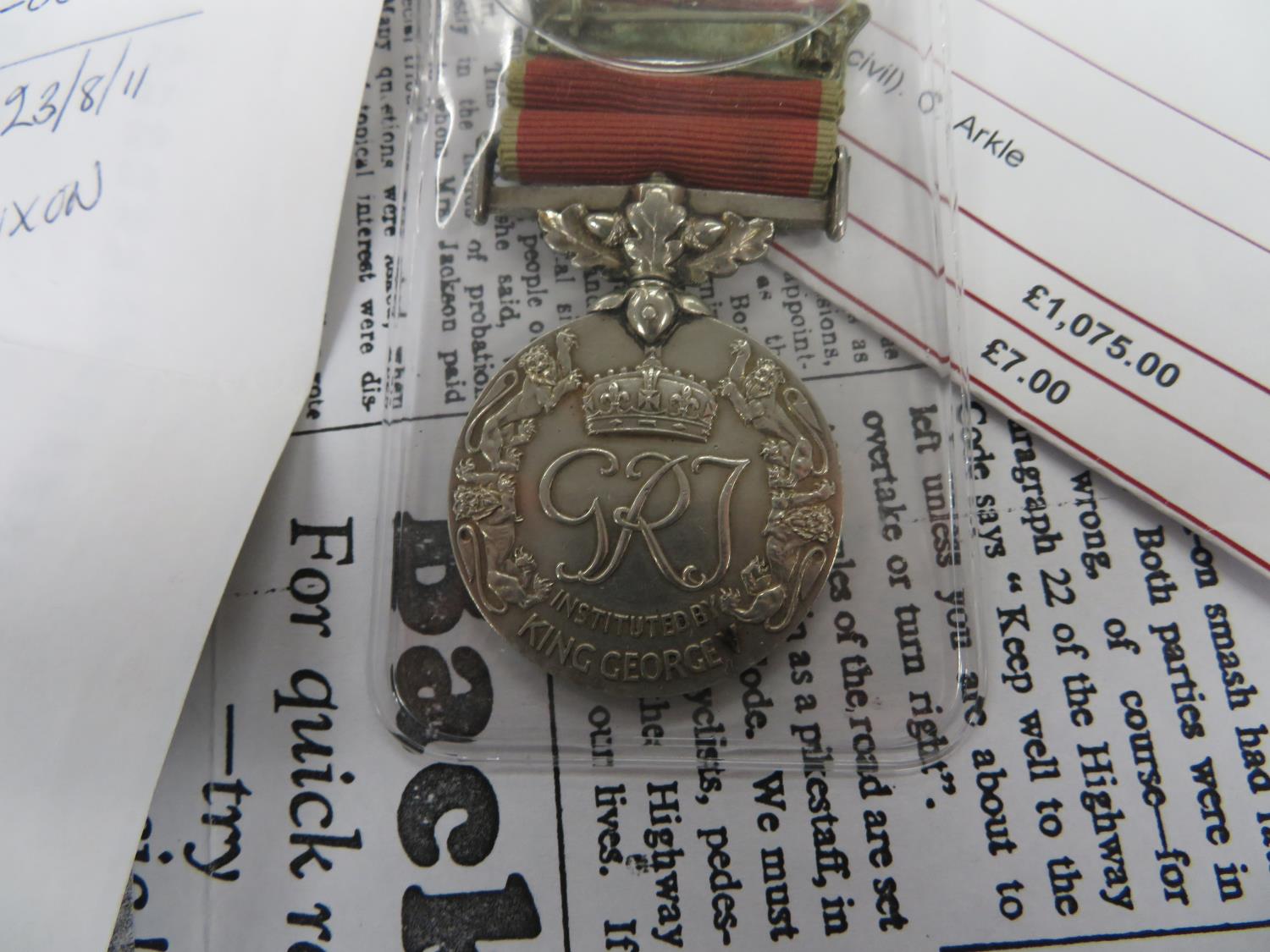British Empire medal for C. Arkle who saved three lives at the Choppington Pit - with all paperwork - Image 2 of 2