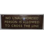 18" x 54" original enamel railway sign