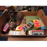 Box of new old stock Radio valves and game