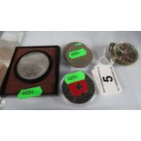 Silver proof coin and others plus compass