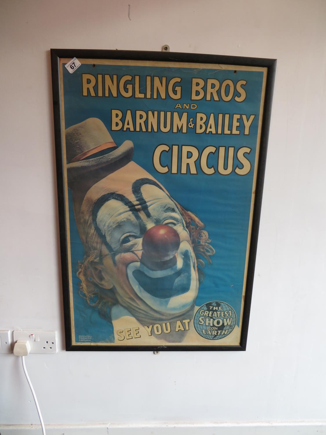 Barnum and Bailey 1950's original circus poster framed