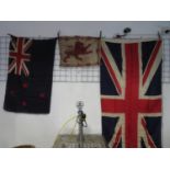 1 handstitched Union Jack and 2 other flags