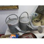 2x galvanised watering cans