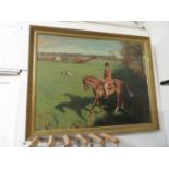 Large oil on board equestrian picture