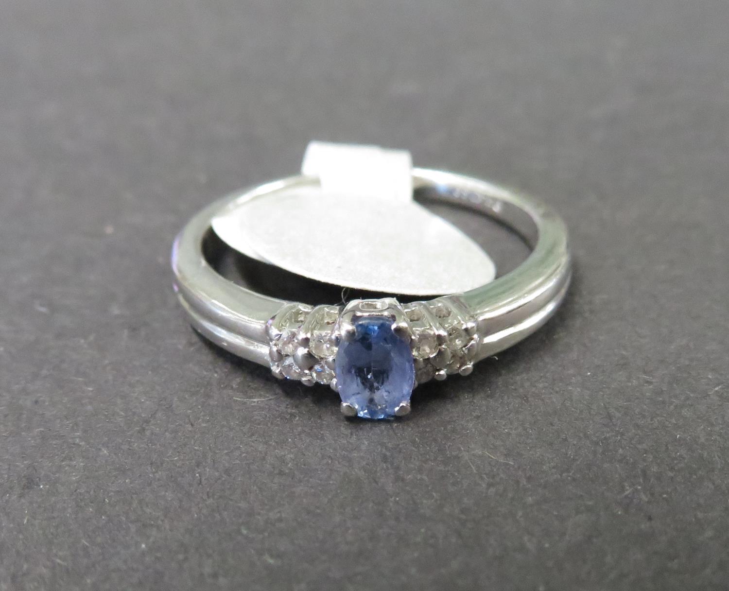 18ct white gold diamond and sapphire - Bild 2 aus 3