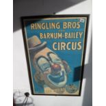 Original 1930's Barnum and Bailey's Circus poster framed