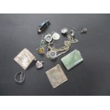 Collection of silver jewellery and jade pendants