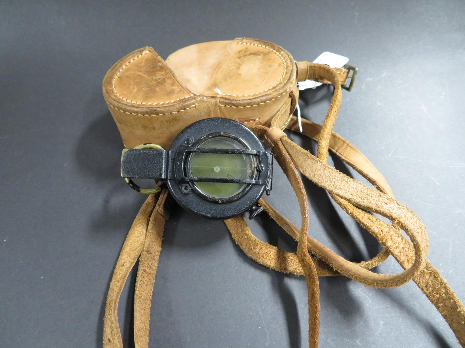 Military Compass on leather case with straps