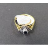 18ct diamond and sapphire ring