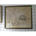 19" x 24" original map of Newcastle by Captain Collins for Trinity House