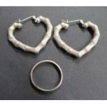 Silver earrings and marquisite ring