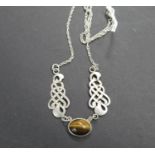 Scottish silver necklace inset with Tiger's Eye