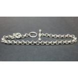 Heavy hallmarked silver toggle and heart bracelet. 18g