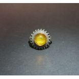 Vintage silver ring set with Baltic amber. 5g