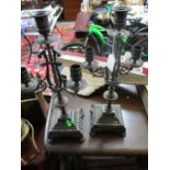 Set of 2x cast candlesticks