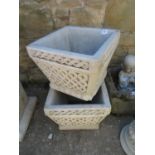 Pair of square concrete planters